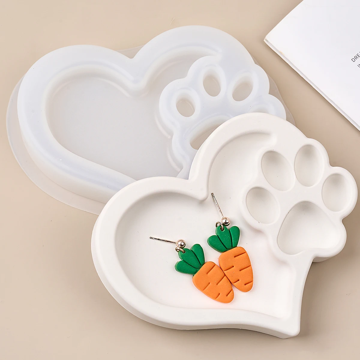Cat Series Tray Clay Silicone Molds DIY Love Cat Paw Fruit Dish Jewelry Storage Plate Resin Gypsum Plaster Cement Concrete Mould silicone mold