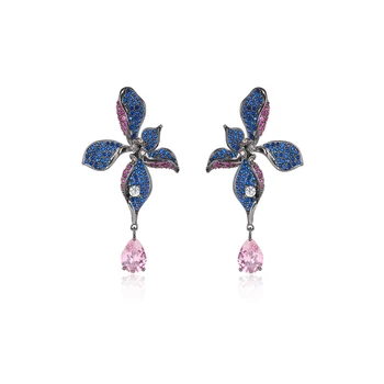 Cubic Zircon Flower Dangle Earring for Women,Crystals Girls Party,Crystals Water Drop Dangler Jewelry CE11866