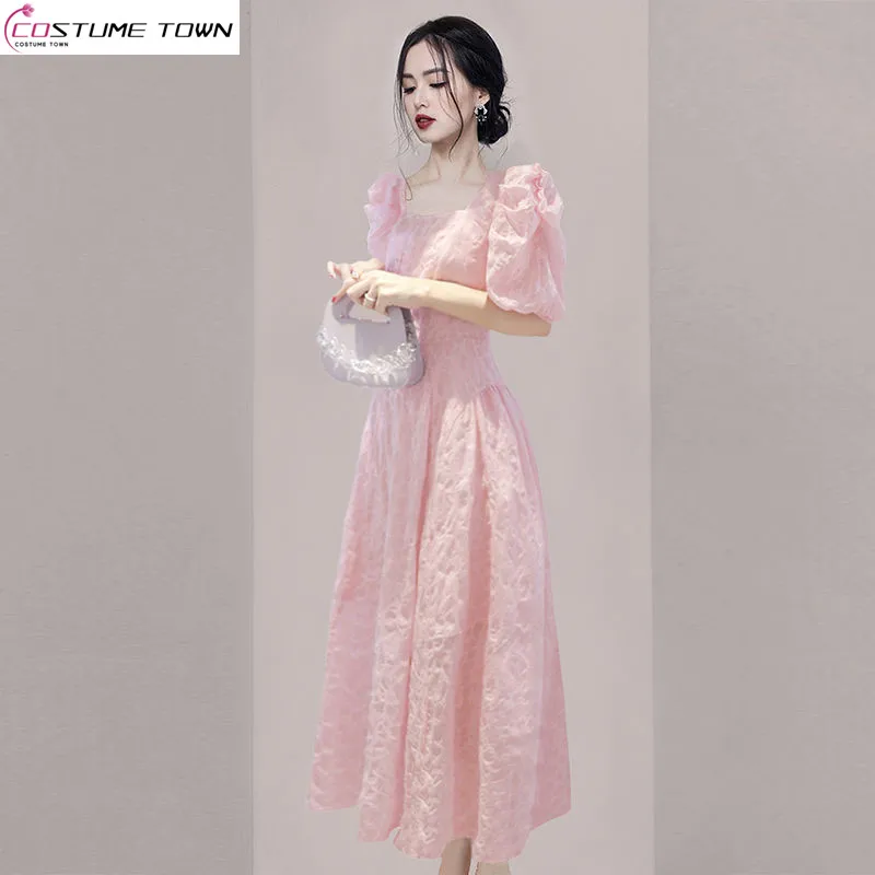 

Fashionable Design Bubble Sleeves Dress 2024 Summer New Women's Fashion Fashionable Age Reducing Slim Fit Skirt