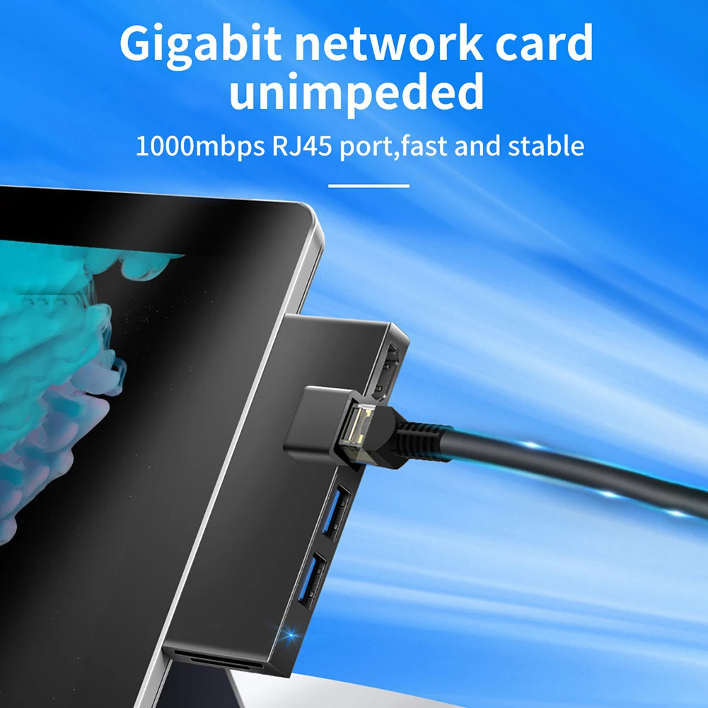 For Microsoft Surface Pro 4/5/6 Docking Station Hub Multifunction Converter With 4K HDMI Compatible RJ45 USB3.1 SD/TF Card Ports