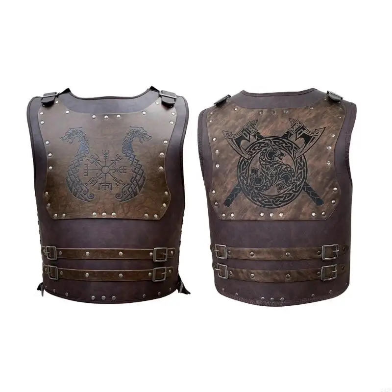 242F PU Leather Chest Armors Knight Faux Leather Body Medieval Armors