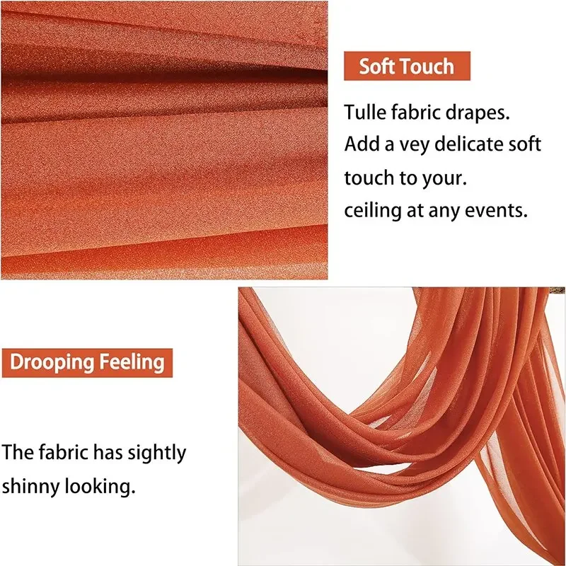 Terracotta Wedding Arch Draping Fabric Chiffon Sheer Drapes 2PACK for Wedding Birthday Party Backdrop Curtains Decorations
