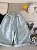 Trendy Kids Retro Striped Cotton Soft Denim Straight Leg Pants ex Baby Faionable Versatile Long Trousers Korean Sle