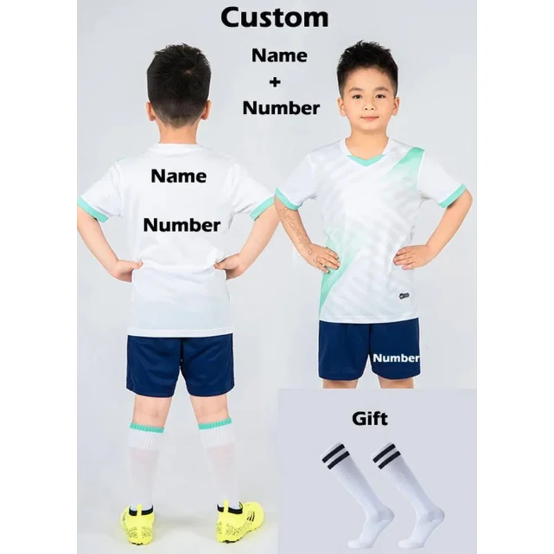 Boys Football Jersey tracksuit Child Soccer Sports Uniforms Kids Play Ball Sportswear Kits vest children's football suit Socks