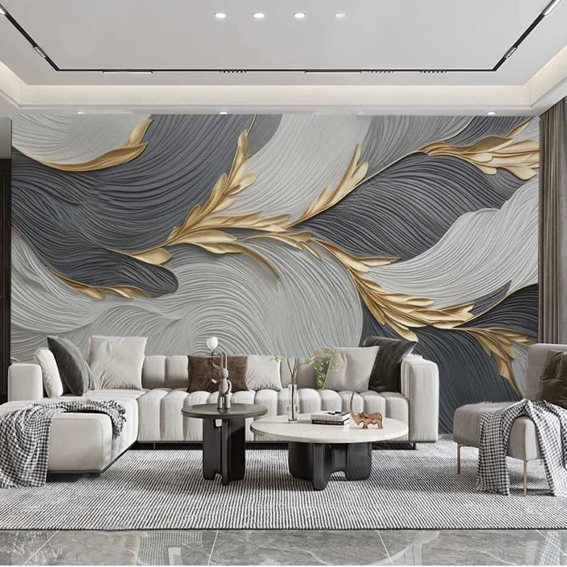 Mural de Parede 3d Personalizado para Sala de Estar Arte Criativa Penas Padrões Geométricos Papel de Parede tv Sofá Quarto Fresco