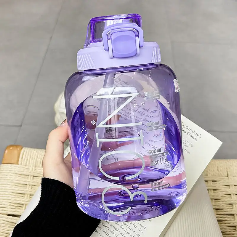 Kawaii Water Bottle With Straw, 44oz Cute Water Bottles With Two