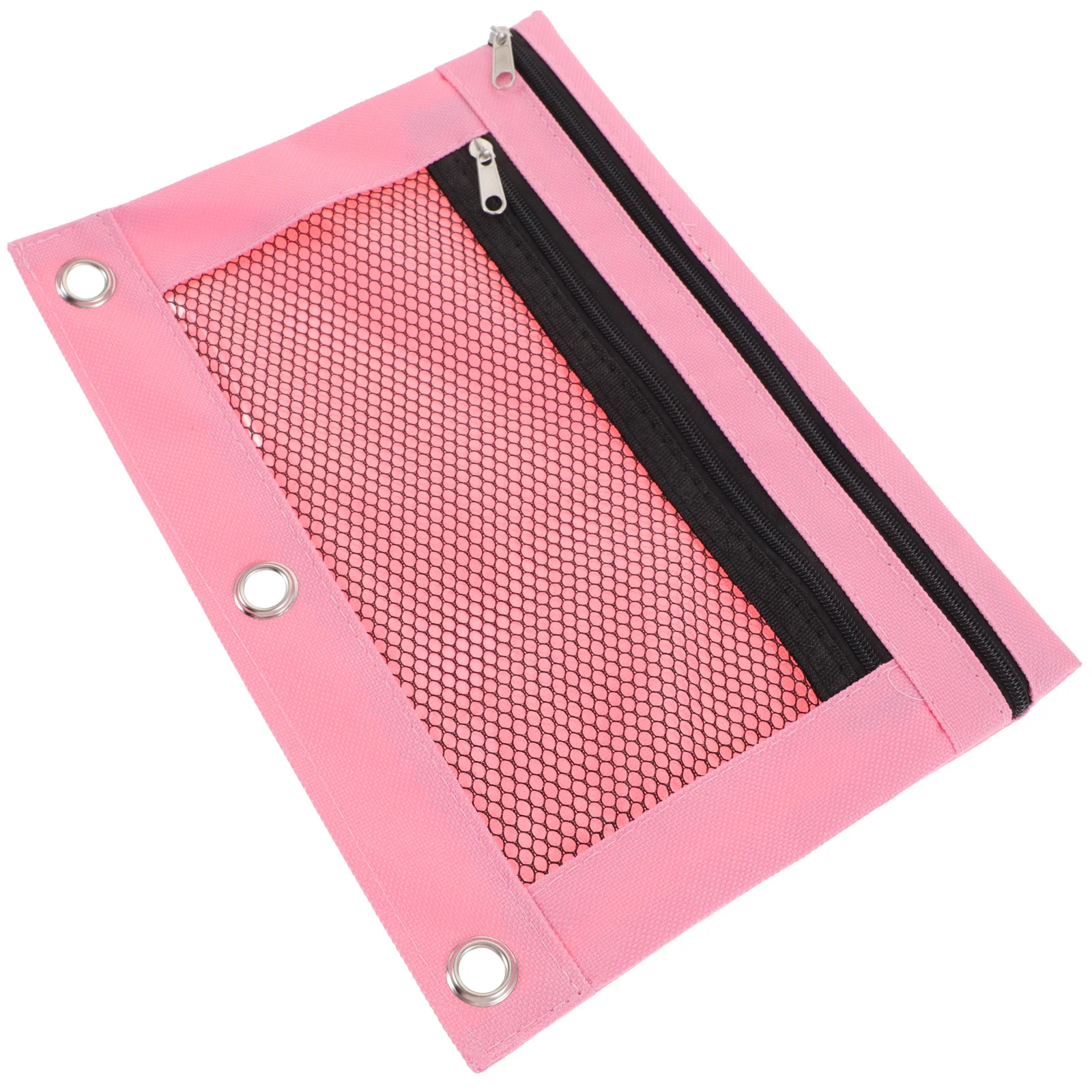 

Three-hole Pencil Case Oxford Cloth B5 Stationery Bag Transparent Binder Office (black) Pouch Clips Document Bags Zipper