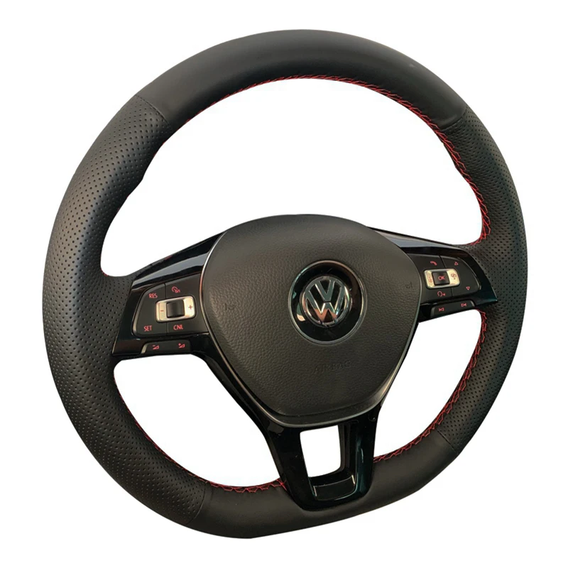Car Steering Wheel Braid Cover Anti Slip Cowhide leather For Volkswagen