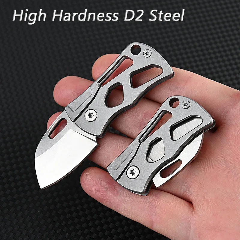 Hohe Härte D2 Klinge Titan Legierung Folding Messer MINI Schlüssel Anhänger  EDC Express Sharp Obst Tasche