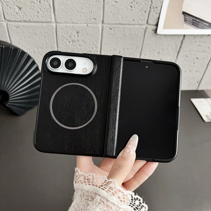 Luxury Magnetic PU Leather Hard Case with Anti-fingerprint Hinge Protection