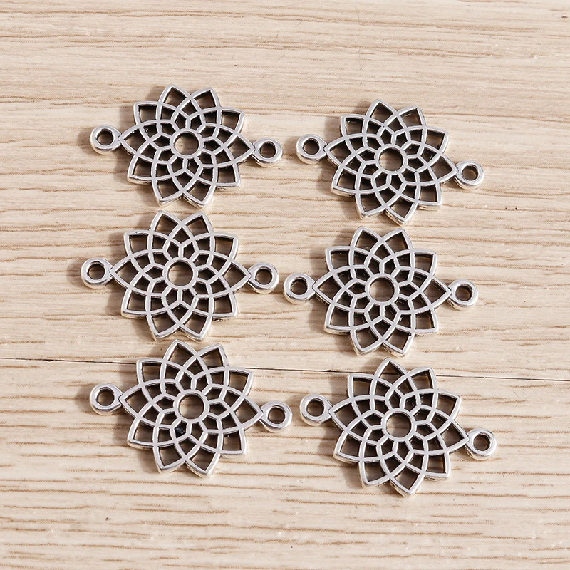 Tusember 40 Stück 14*20mm Metall Niedliche Hohle Lotus-Anhänger Verbinder für Schmuckherstellung Handgemachte DIY Halsketten Ohrringe Armbänder