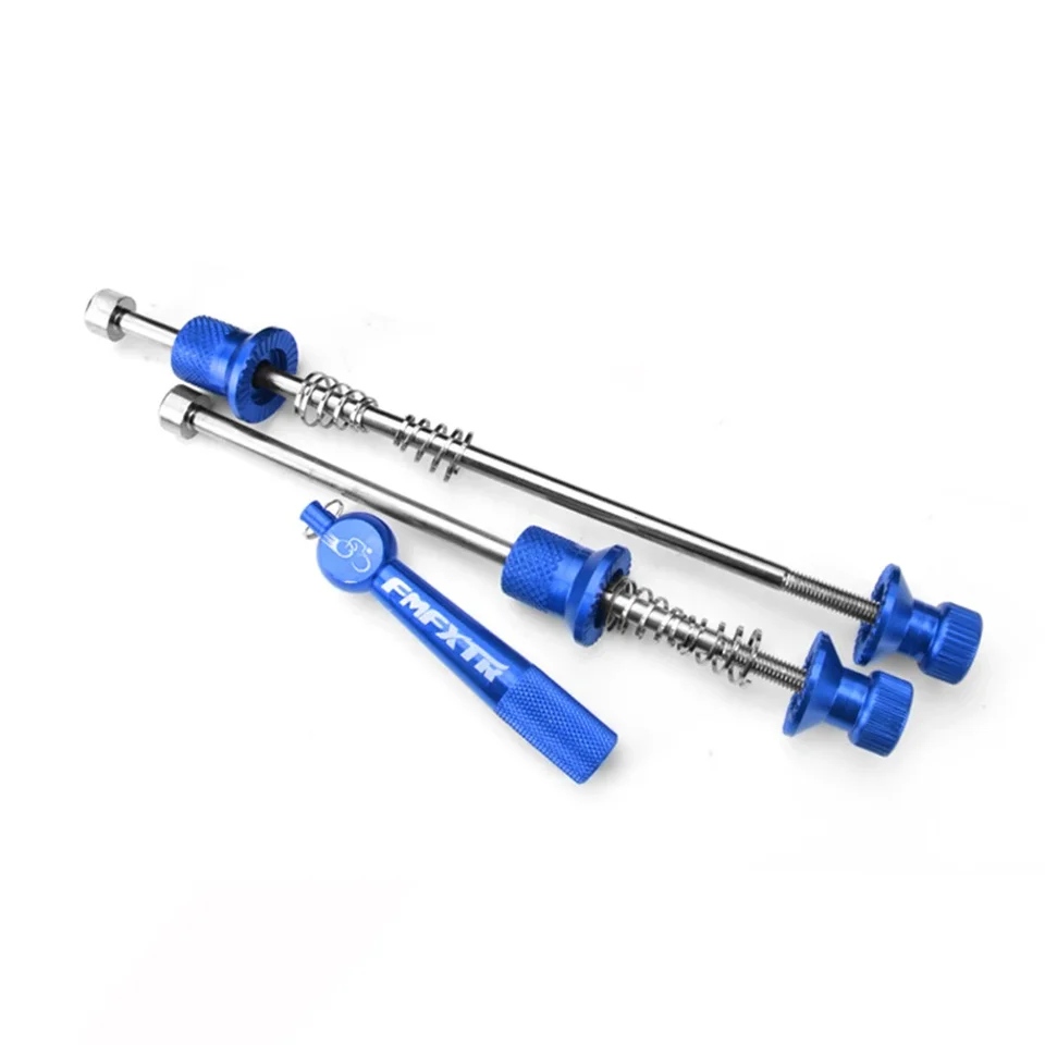 Set Spiedini Antifurto A Sgancio Rapido Per Bici - Dadi In Lega Alluminio, Asse In Acciaio, Per MTB E Strada, Colore Blu