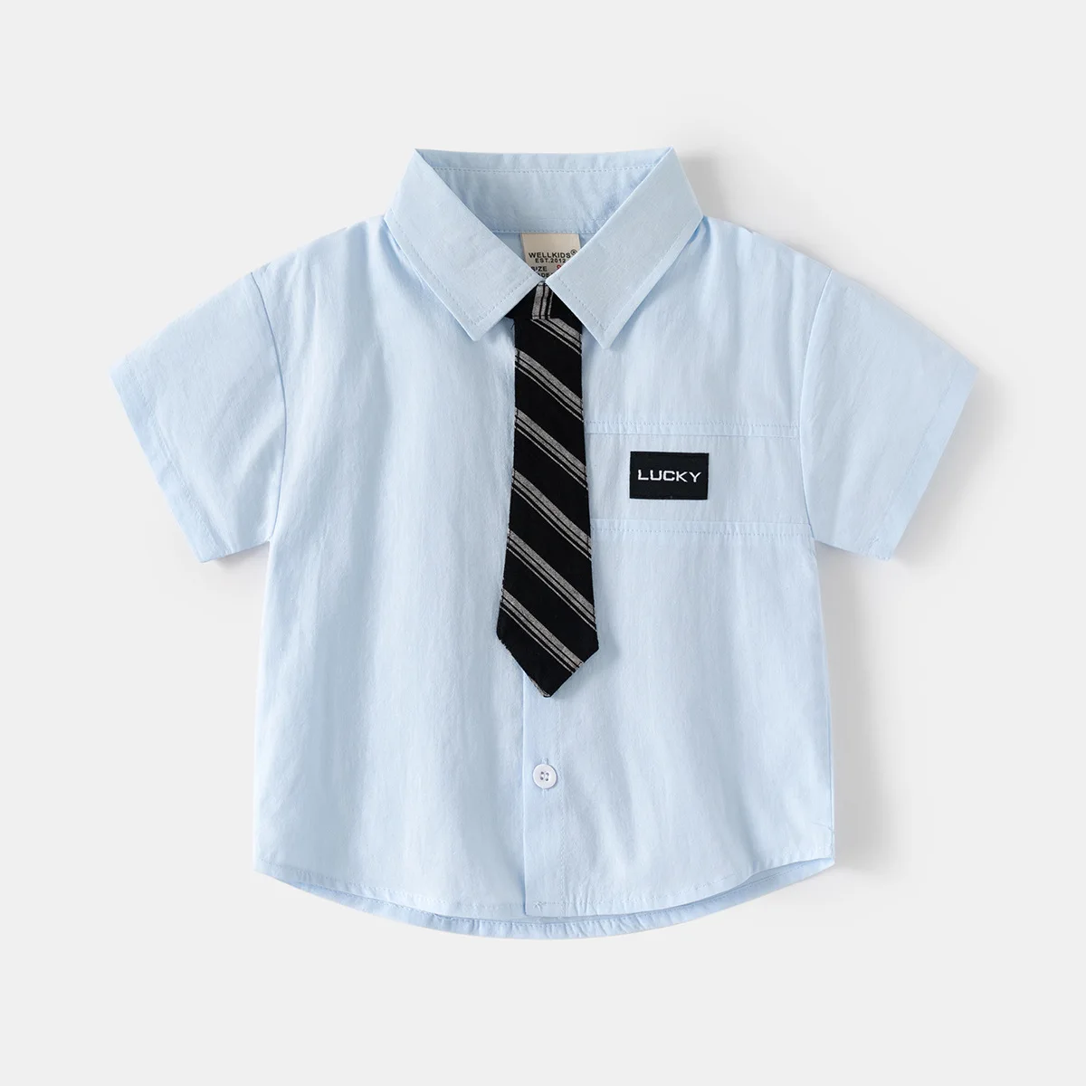 Boys Shirts with Tie Toddler Kids Tops Oufits Elegant Children's Clothes