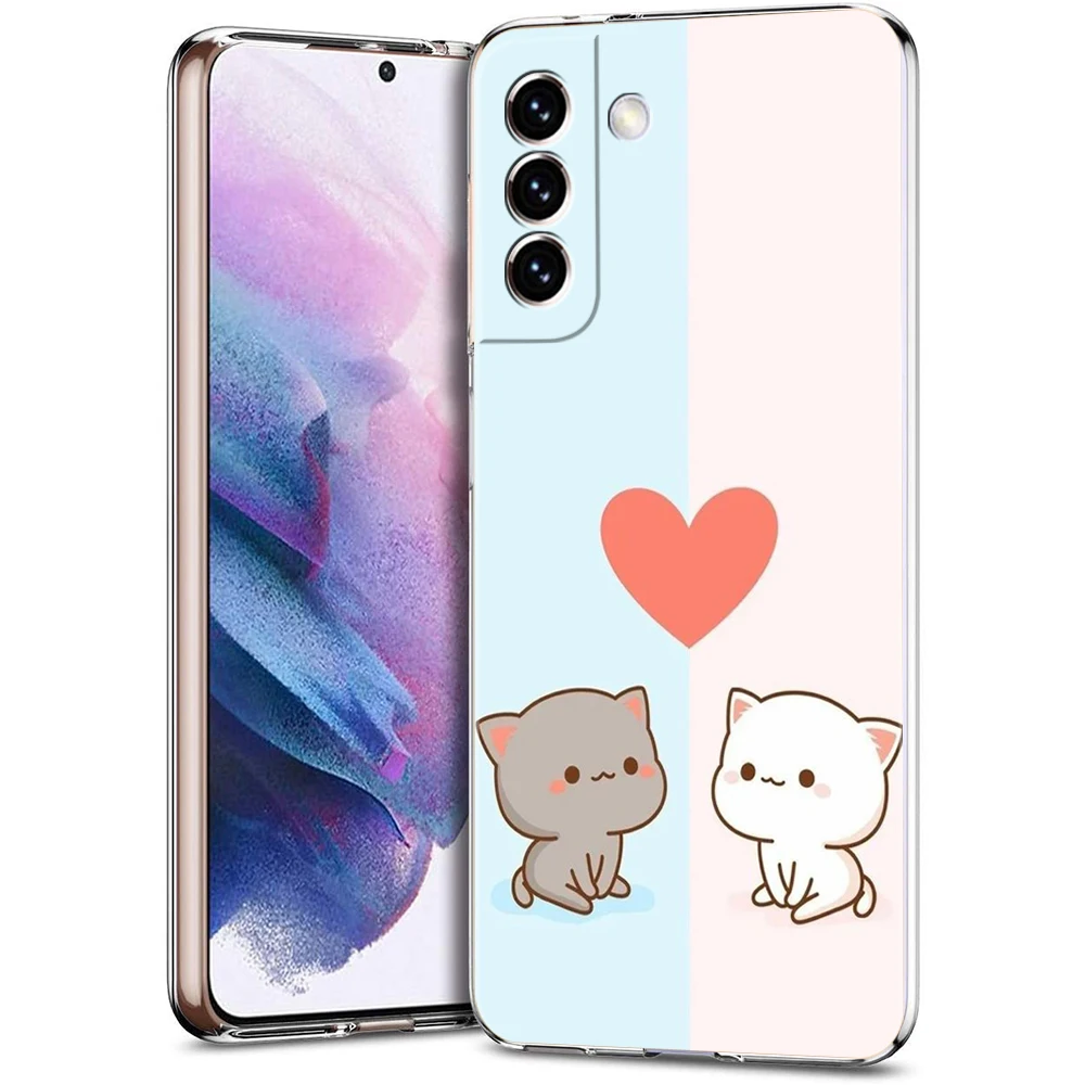 Adorable Cartoon Cat Couple Soft Clear Phone Case