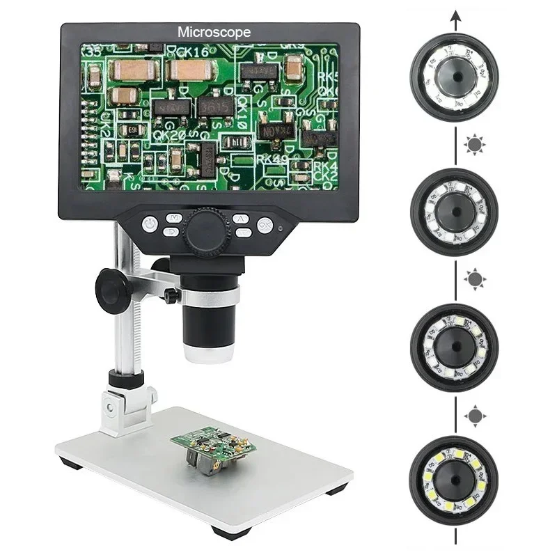 Microscopio Digital portátil con USB para reparación de teléfonos, microscopio de soldadura con Video LCD, inspección PCB, 1600X, 1200X, 600X, 9 