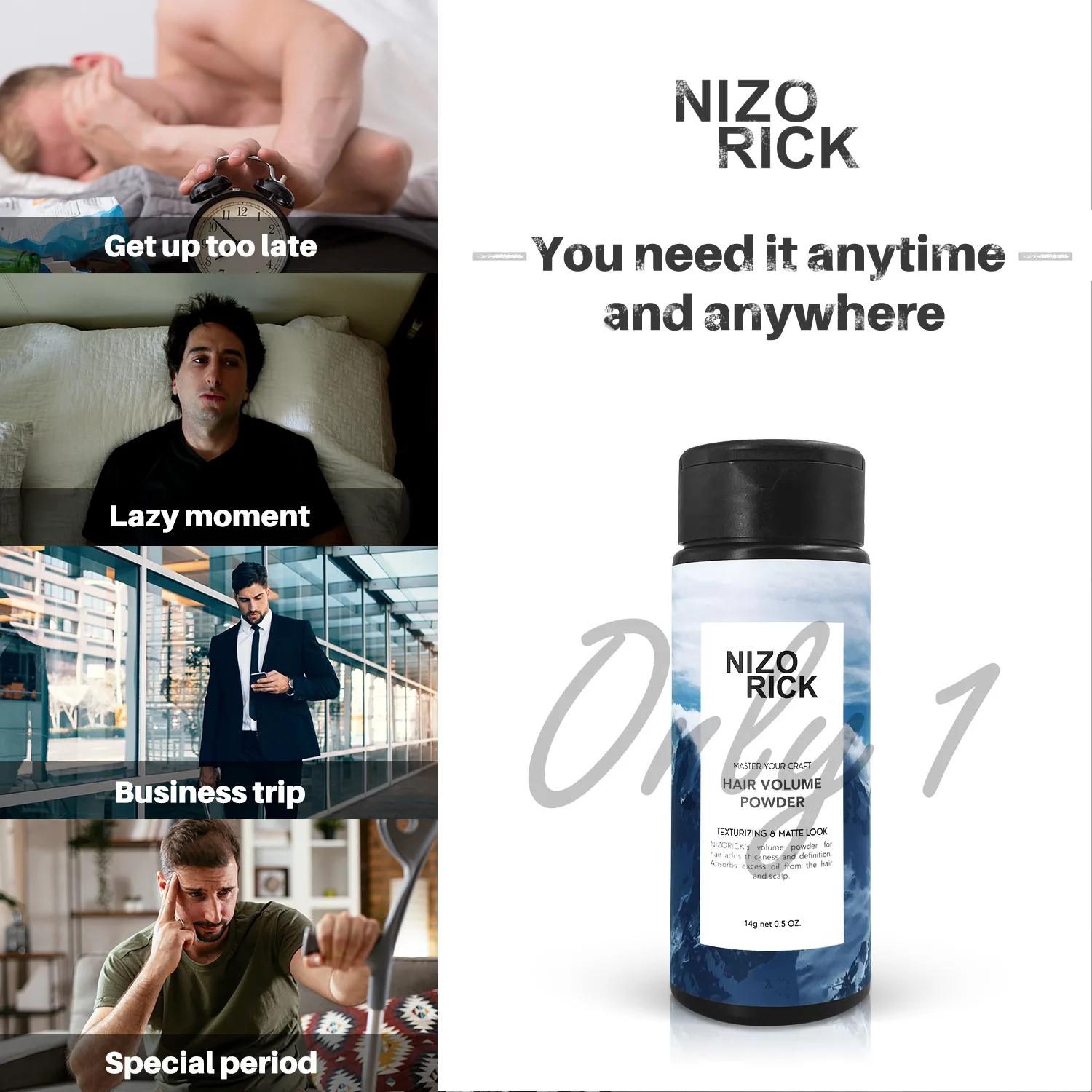 Dry Shampoos For Man's Hair Fluffy Powder Lazy God Tool Hair Oil Removal Refreshing Oil Control Hair Volume Power 14g