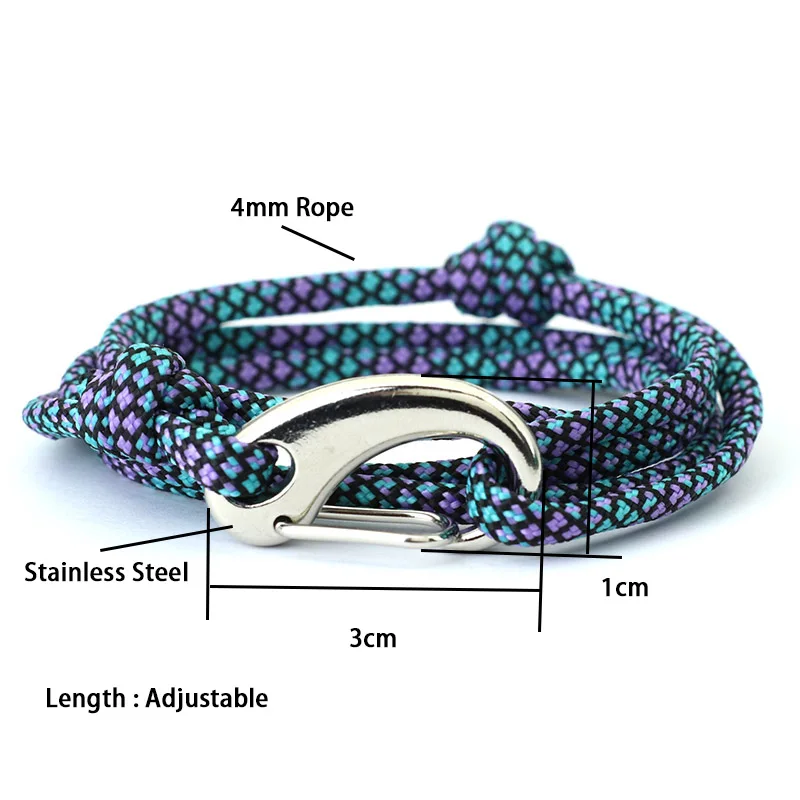 Stainless Steel Paracord Rope Bracelet for Men Outdoor Survival