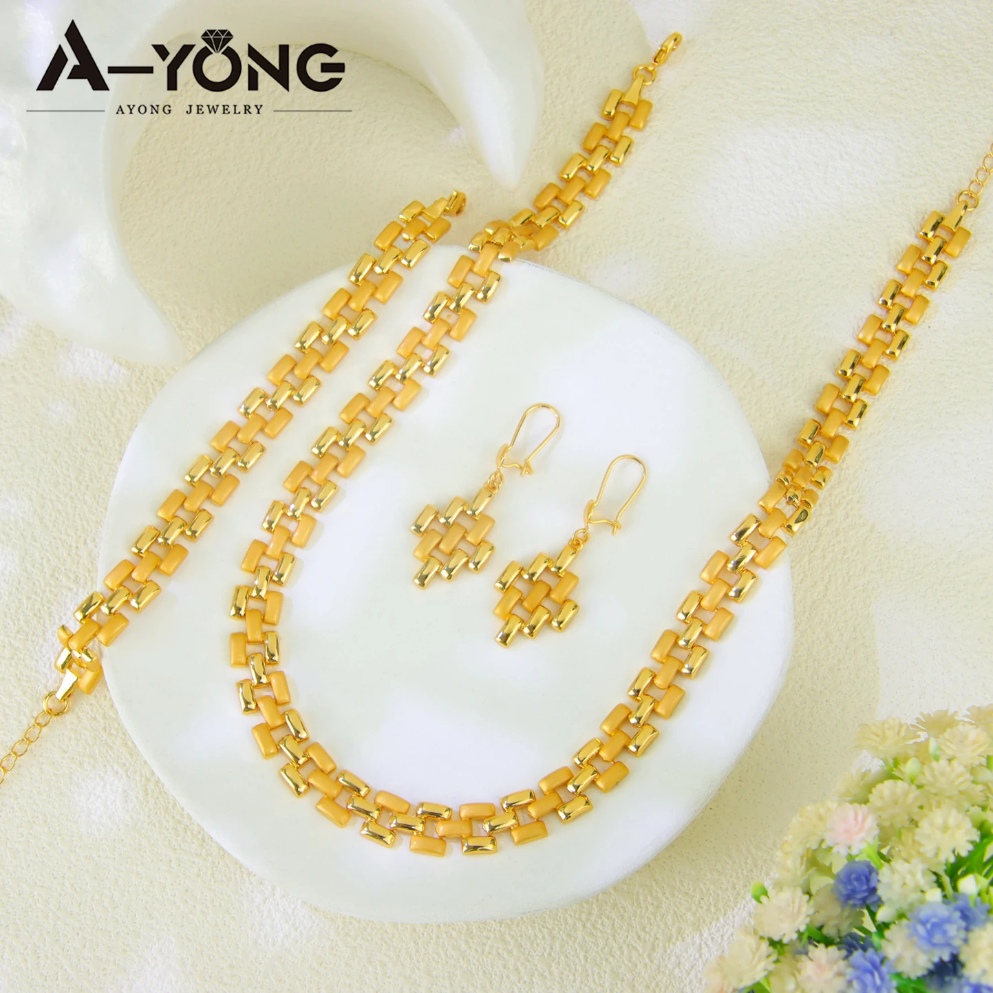 Neueste Nigeria Hochzeit Schmuck Set 21k Gold Überzogene Mode Bambus Knoten Halskette Äthiopien Frauen Braut Luxus Vintage Schmuck – Detail 7