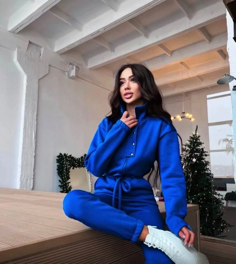 

2023 Women's Autumn and Winter New Women's Fleece Casual Knit Jumpsuit Women's Multi Color Choice Available for Wholesale