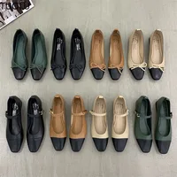New Flats Shoes Women Spring/Autumn Low Heel Ballet Square Toe Shallow Shoe Slip On Loafer Round Toe Ballet Flat Shoes zapatos 1