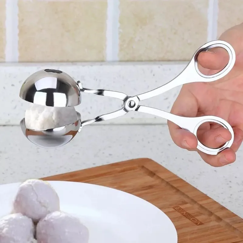 Stainless Steel Meatball Maker Tongs Non-Stick Meat Baller Tool for Cooking Baking Kitchen Accessories Meat Ball Scoop Mould