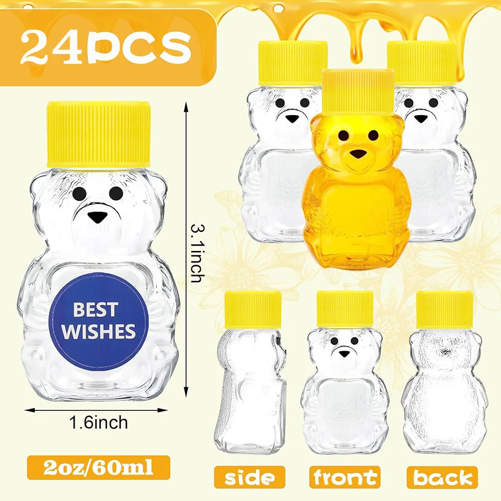 5 Bottiglie In Plastica A Forma Di Orso Da 50 Ml - Riutilizzabili Per Bevande, Miele O Decorazioni | Design Natalizio - Foto 4