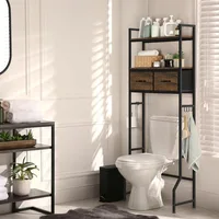Over The Toilet Storage Cabinet with Fabric Drawers Bathroom Storage Over Toilet Fit Most Toilets, Rustic Brown 1