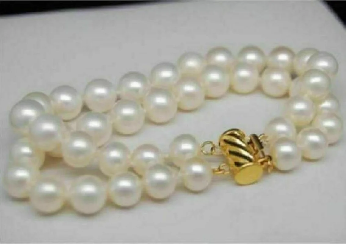 

Double Strand Nanhai AAA 9-10mm White Pearl Bracelet 7.5-8 14K Gold Buckle-