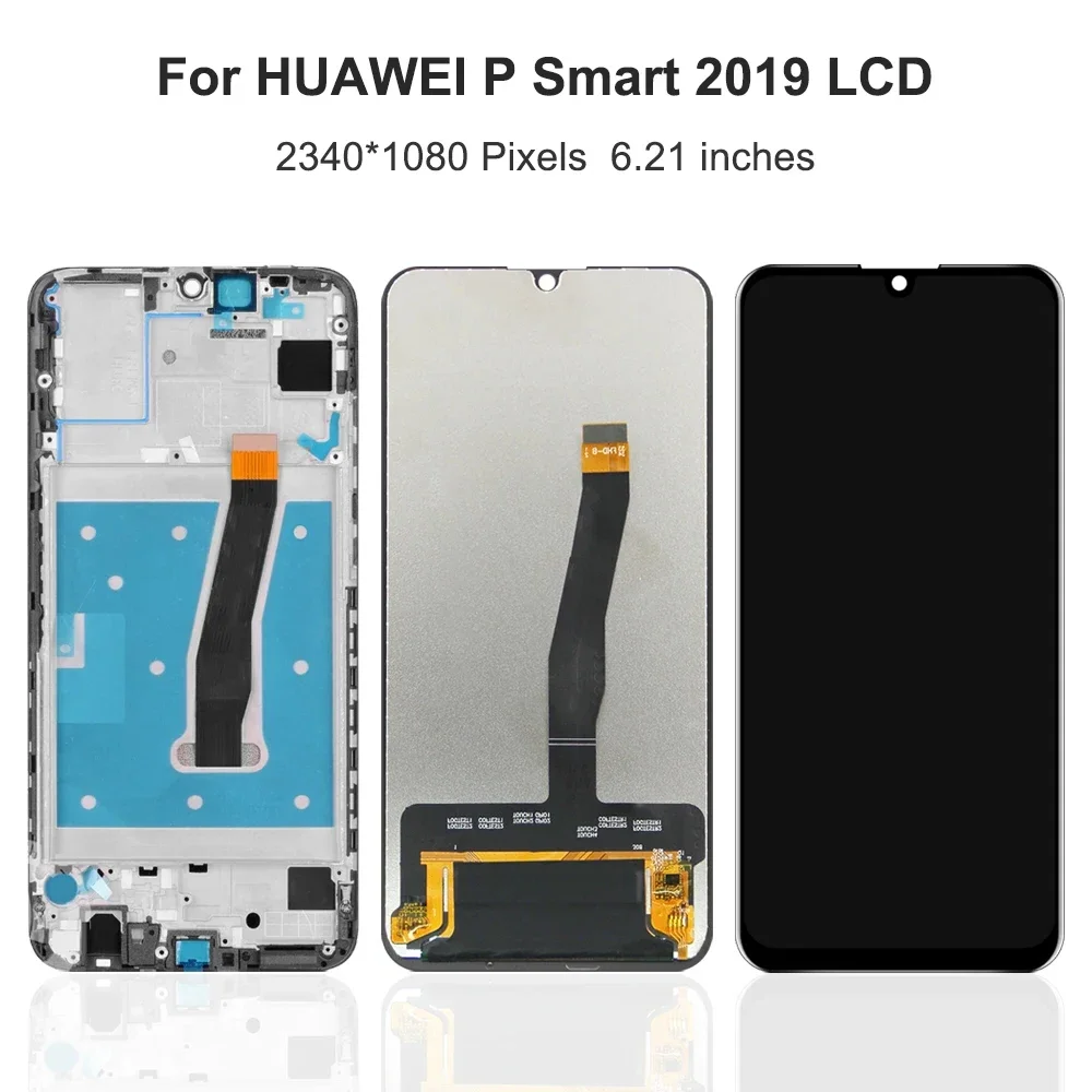 HUAWEI P Smart 2019 6.21''AMOLED POT-LX1 LX1AF LX2J LX3 LX1A LCD 디스플레이 터치 스크린 디지타이저 어셈블리 교체