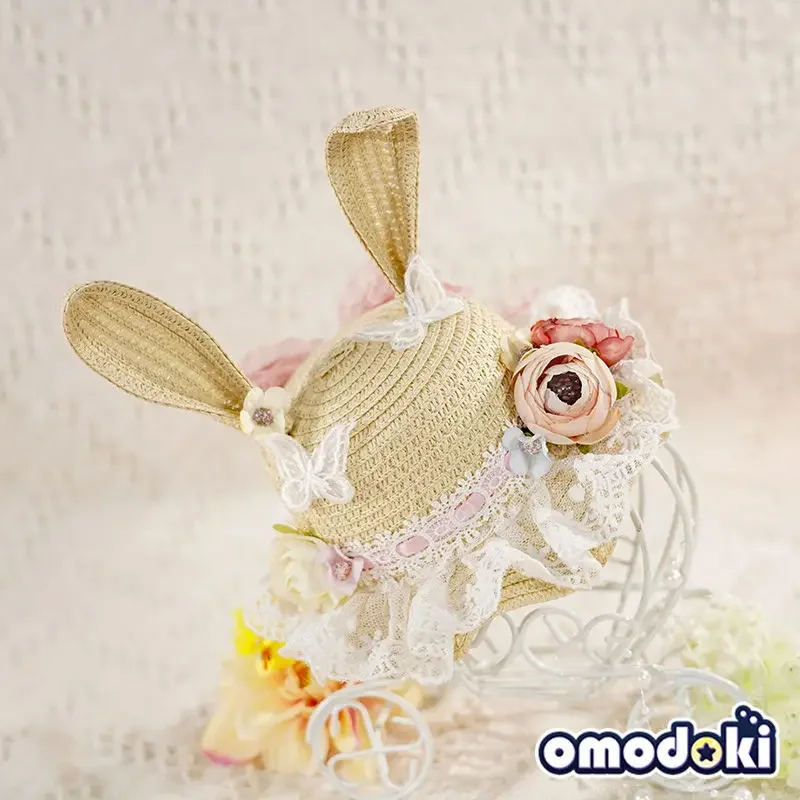 20cm cotton doll accessory rabbit ear grass hat berry pine nut plush doll hat 5
