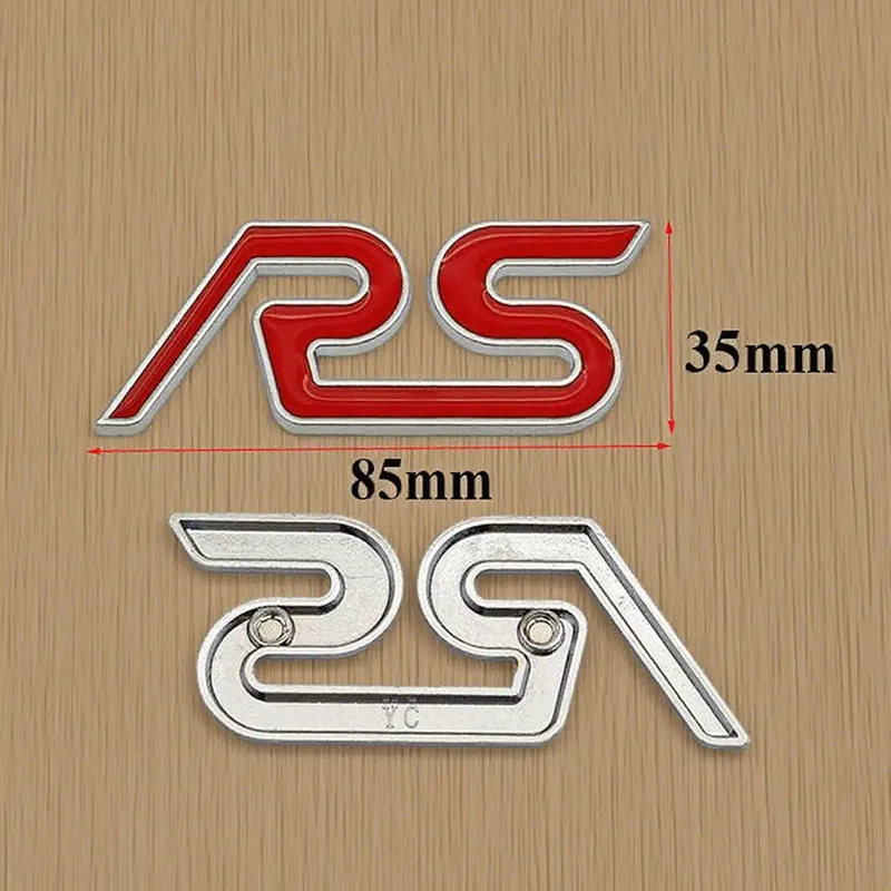 3D 메탈 레터 RS 로고 자동차 전면 그릴 배지 엠블럼 후면 트렁크 스티커 RS 몬데오 쿠가 레인저 머스탱 액세서리