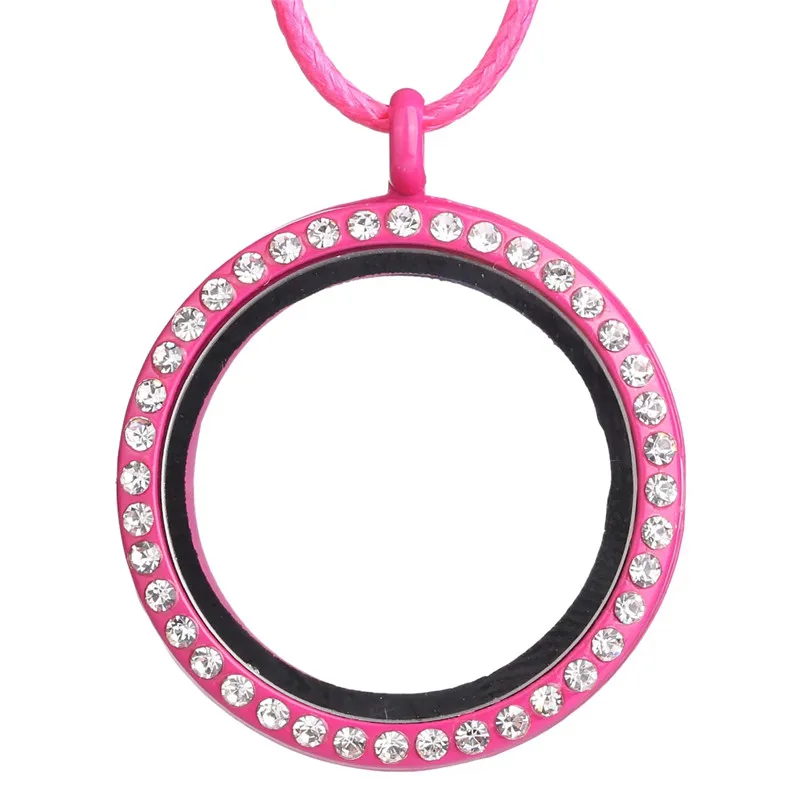 10PCS Plain Round Rhinestone Paint Finish Floating Locket Alloy Pendant Charm Jewelry DIY Making Necklace Keychain For Women Men