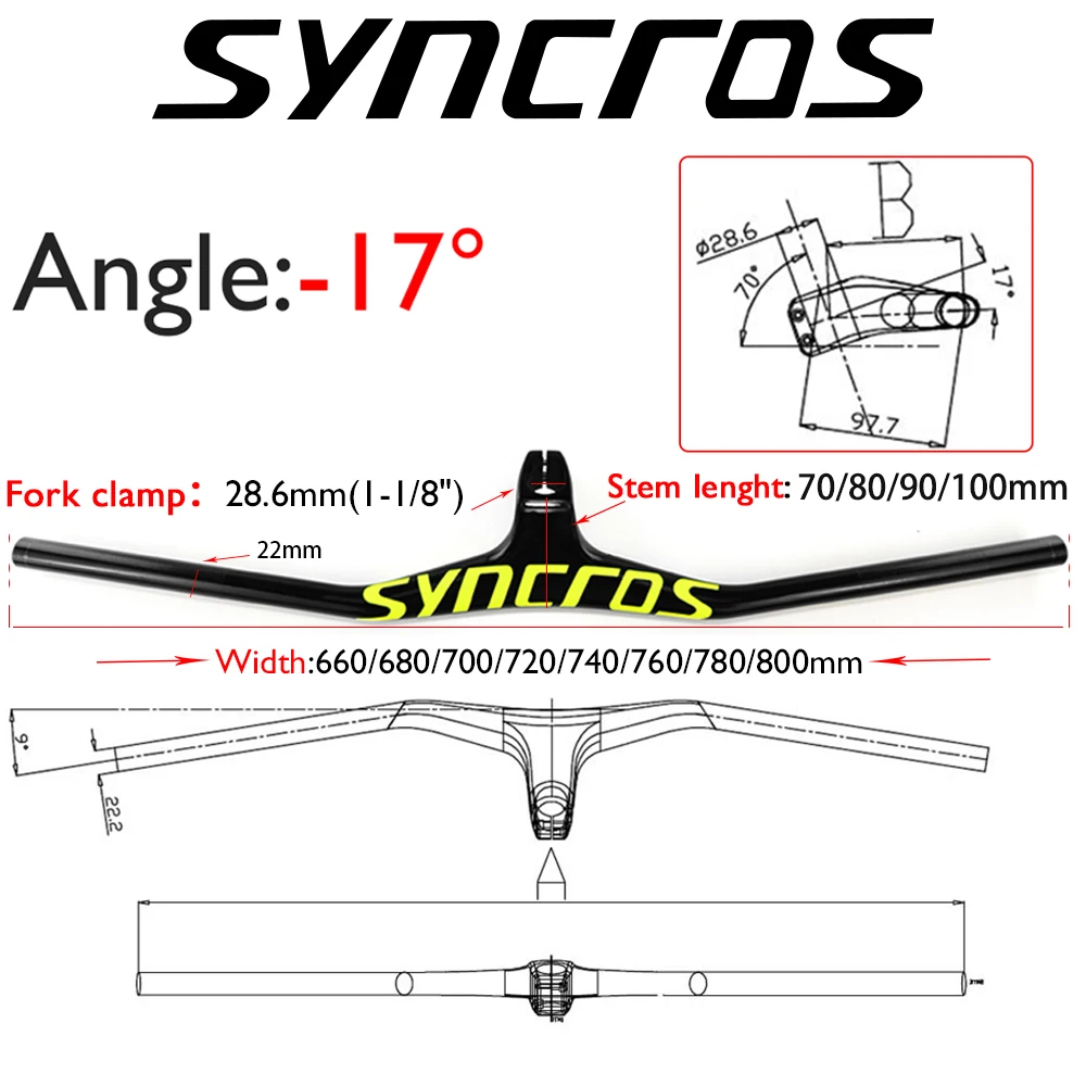 

Without Logo Mtb Handlebars And Stem 28.6mm-17 Degree Carbon Integrated Cockpit Handlebar For Mountain Bike 740mm Bicycle Parts