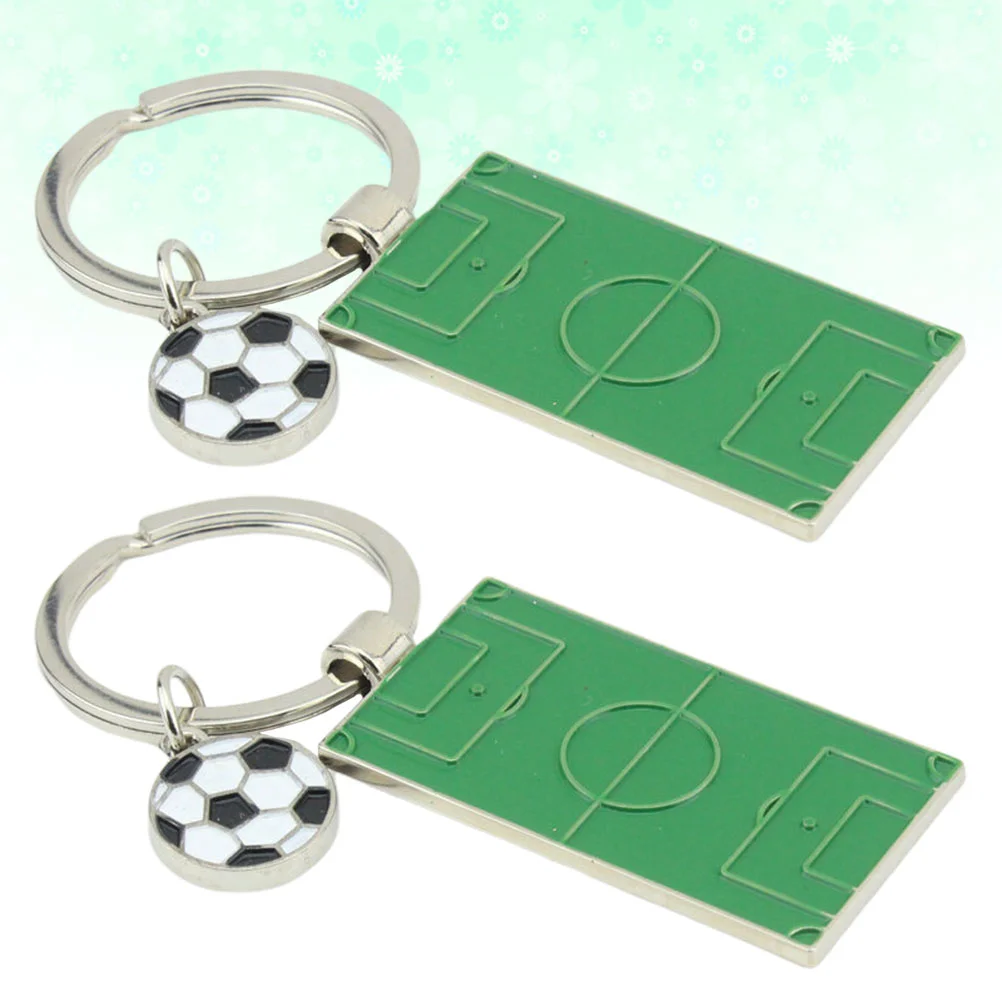 

2PCS Cartoon Football Field Pendant Mini Football Field Keychain Pendant Zinc Alloy Football Field Keyring Pendants