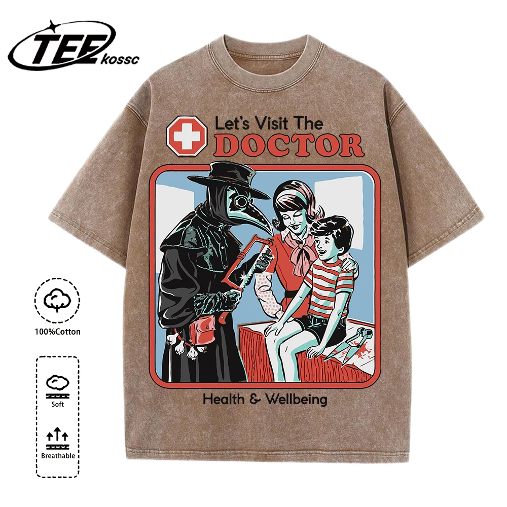 The Treating Doctor Design Washed T-Shirt Herren Sommer Hot Sale T-Shirts Baumwolle Bequemes Top Unisex Mehrfarbige weiche Kleidung – Detail 28