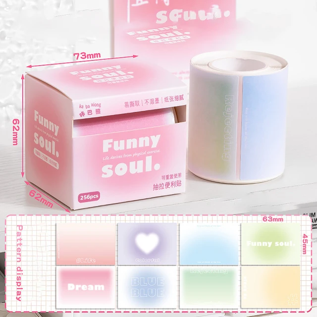 256 Pcs/Box Pull-out Sticky Notes Full Adhesive Tearable Notes Stickers 8 Style Optional Home Office School Student Note paper 6