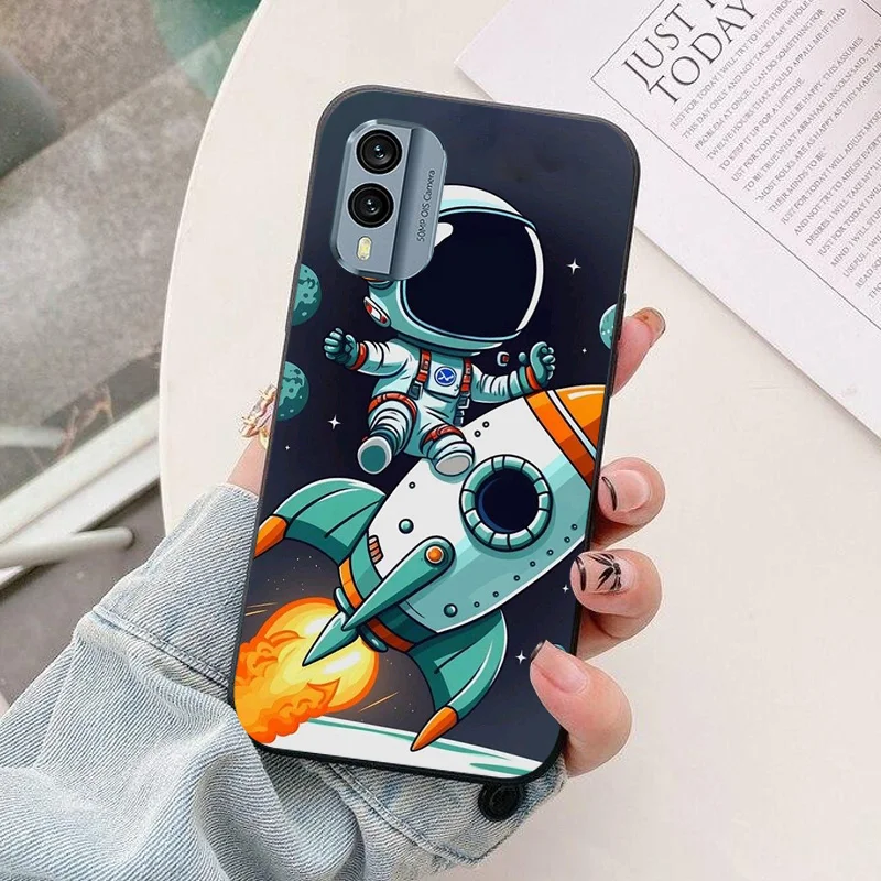 Astronaut Black Silicone Soft TPU Protective Phone Case - Premium Back Shell Coque