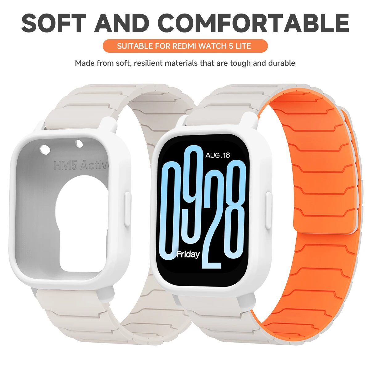 Enhanced Protector Case with Silicone Strap - Full Cover TPU Soft Shell and Magnetic Sport Band