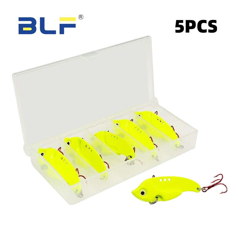 

BLF5pcs Metal VIB Lure 3D Eyes Pencil Balancer Spoon Jig Painting Fishing Lures Hard Bait Sinking Vibration Perch Fishing Tackle