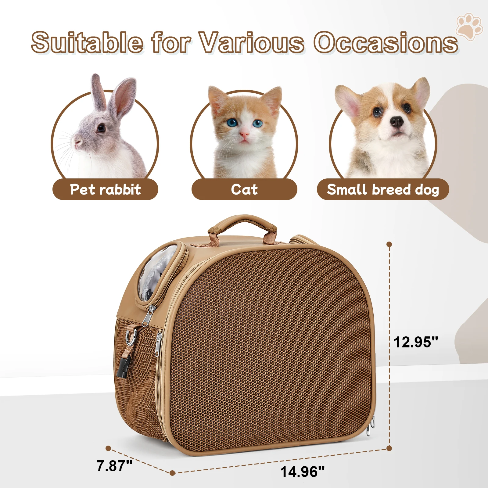 Carry on Pet Carrier Airline Approved Portable Cat Backpack Carrier - Breathable Mesh Design Lightweight for Small to Medium