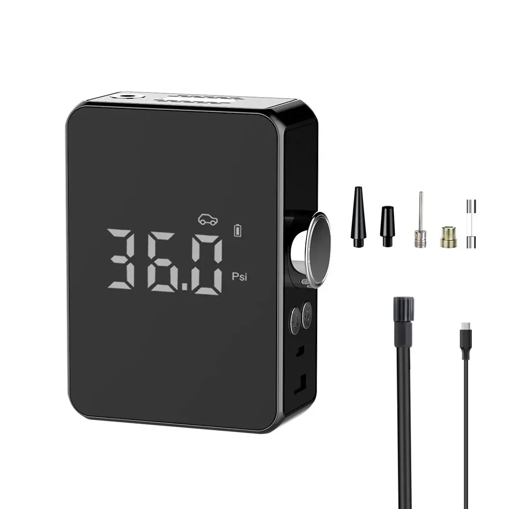 Air Pump Bicycle Portable Mini Handheld Inflator Aluminum Cube Bike 150 PSI Digital Display Wireless Charging Car Bicycle Tire