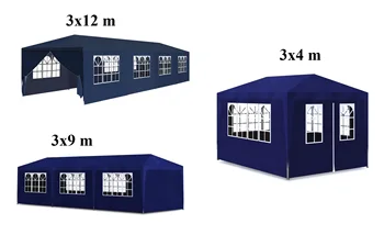 Grande tenda da esterno per Gazebo da campeggio impermeabile da giardino con 8 pannelli laterali rimovibili con struttura in metallo baldacchino facile da montare blu 1