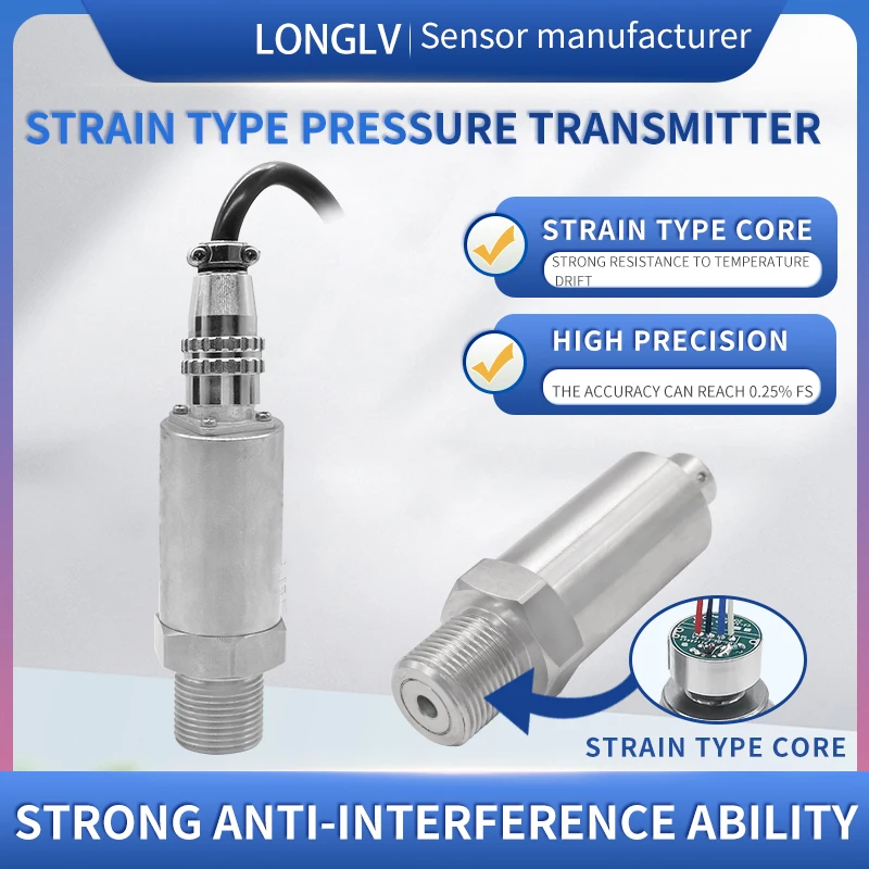 

LONGLV PTL502 strain gauge pressure sensor transmitter Piezoresistive pressure sensor Gas pressure transmitter