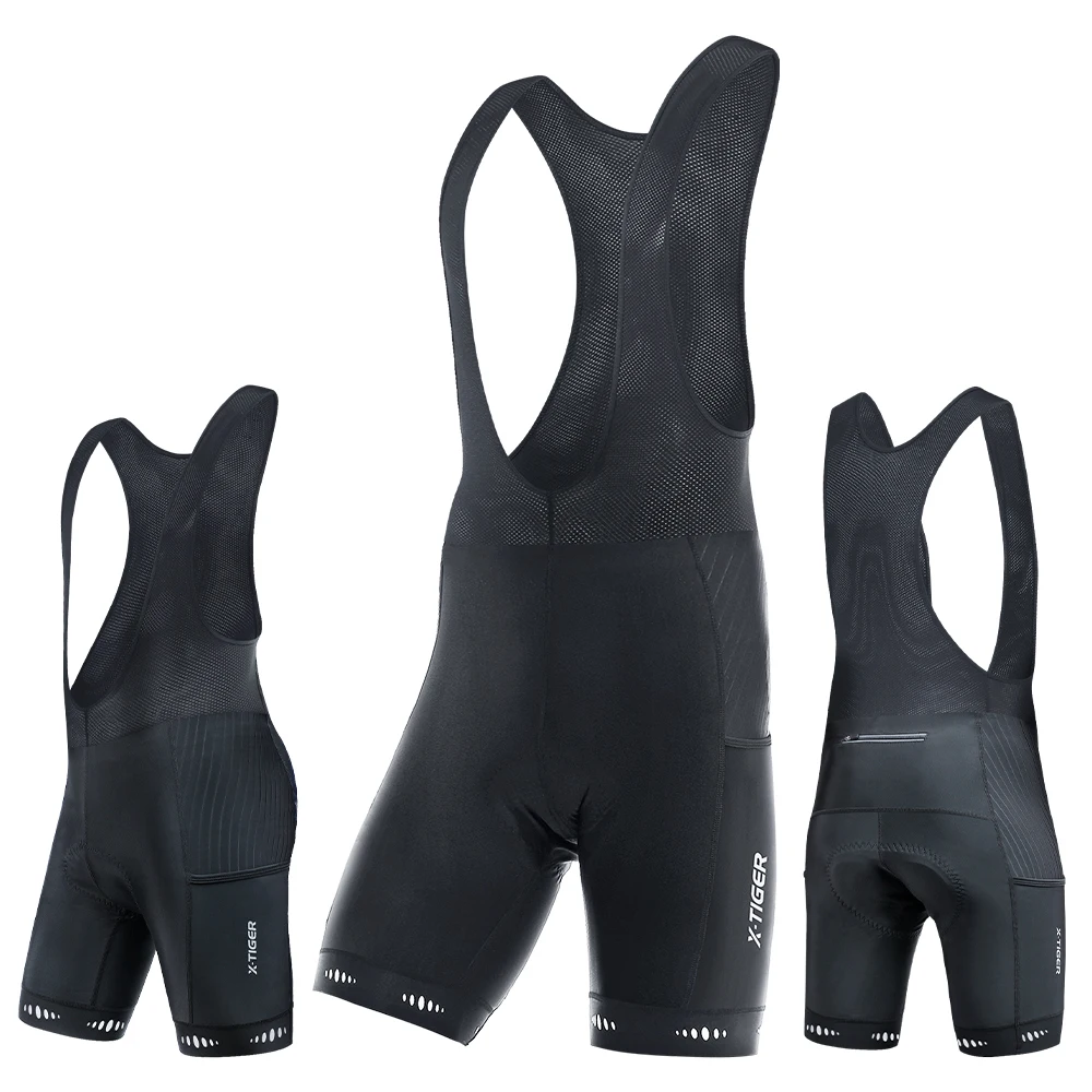 Cycling Bike Bib Short X-TIGER Men's Cycling Bike Bib Short with Phone Pockets 5D Padded Shockproof Breathable Quick-Dry Biking Bicycle Bib Tights