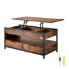 Lift Top Coffee Table - 39.4" Rectangle Coffee Table with Light & USB, Brown 1