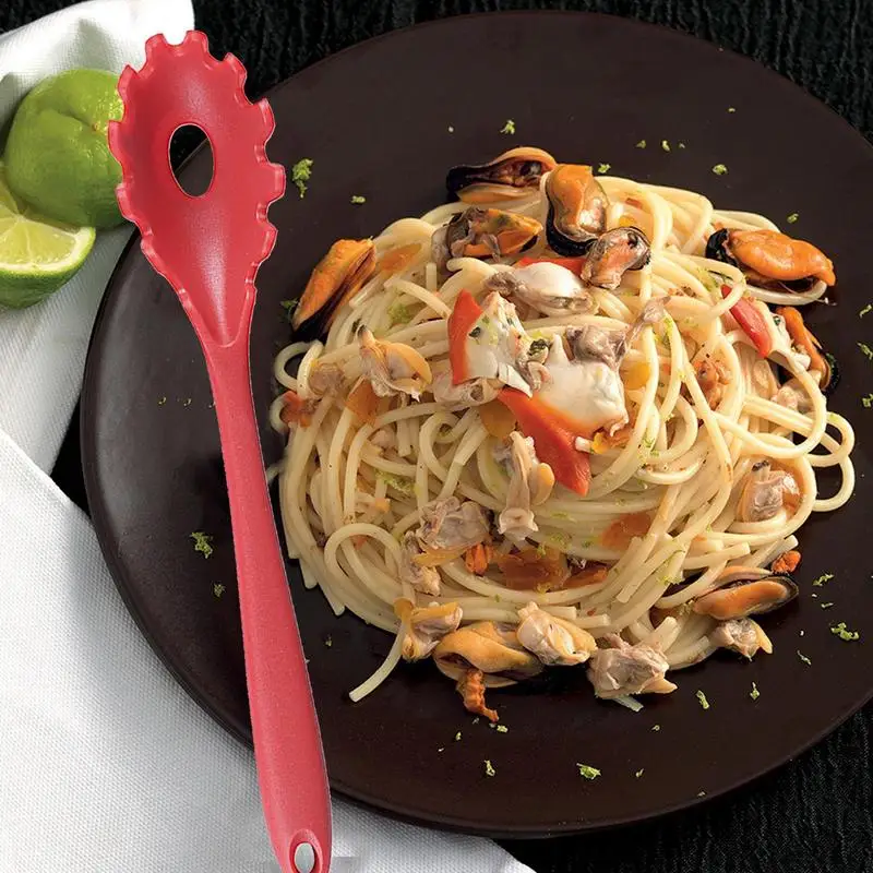 Kitchen Pasta Spoon Tasty Spaghetti Spoon With Hole Portioner And Soft Handle Spaghetti For Cooking Noodles