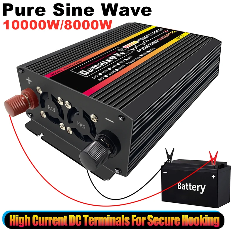 Description Picture 5 of item8000W/10000W Pure Sine Wave Power Inverter Voltage Transformer Intelligent Digital Display Car Home Outdoor DC12V-220V Converter