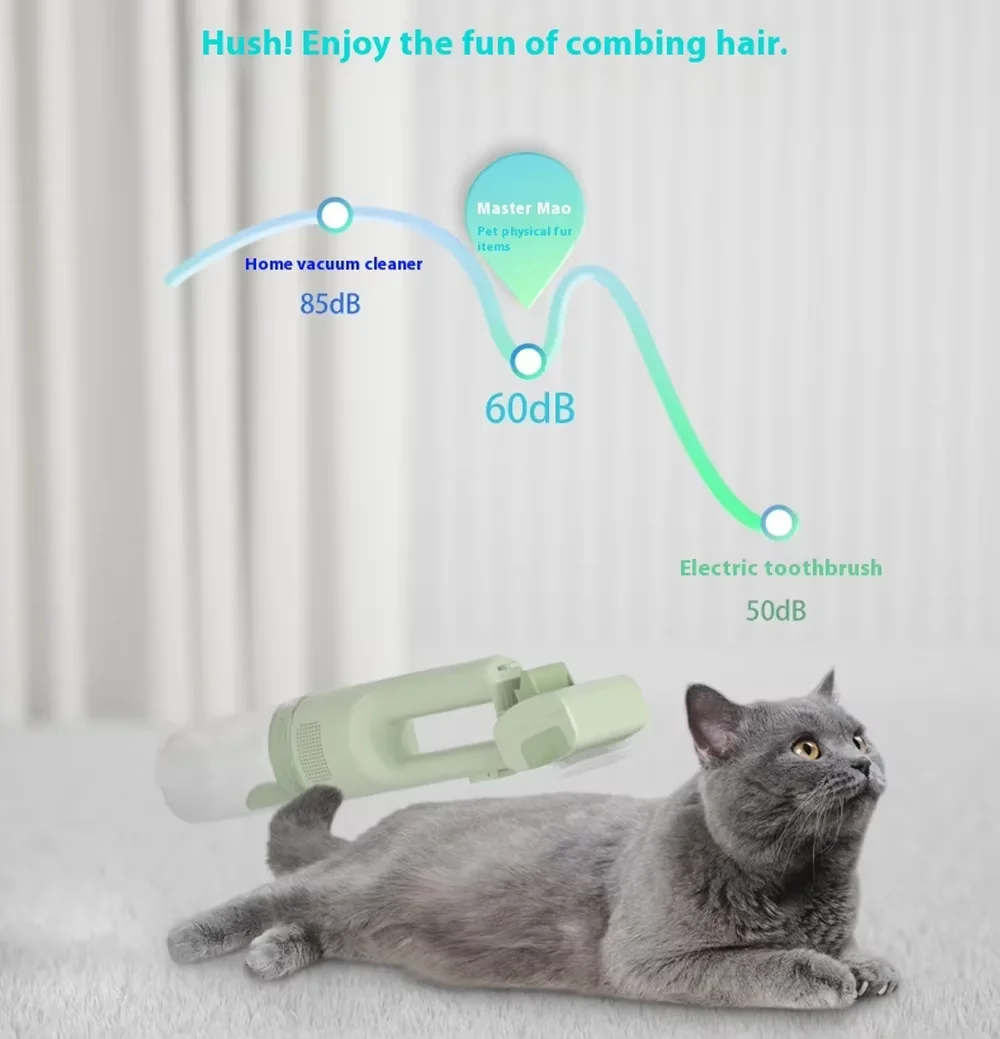 Cat Grooming Vacuum 5Brushes Pet Grooming Kit with 0.3L Hair Dust Cup Dog Vacuum Cleaner for Pets Cats Dogs Hair Vacuum Cleaner 2