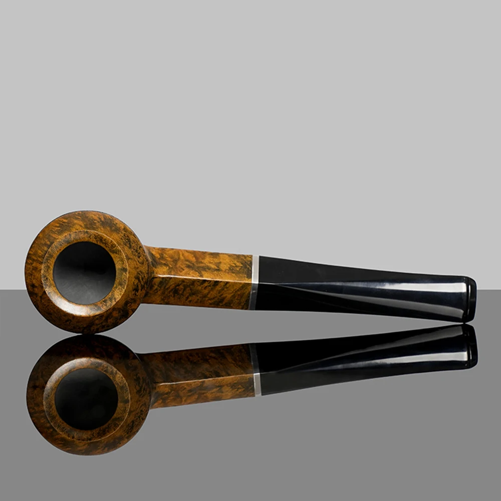 MUXIANG Bulldog Tobacco Pipe Hand-carved Briarwood Pipe 9mm Filter The Haiti shape pipe Square pipe handle Straight handle gift