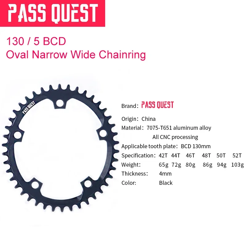 PASS QUEST チェーンリング 52-36T ブラック S8aeac134774d4e3fb8cb381b24543